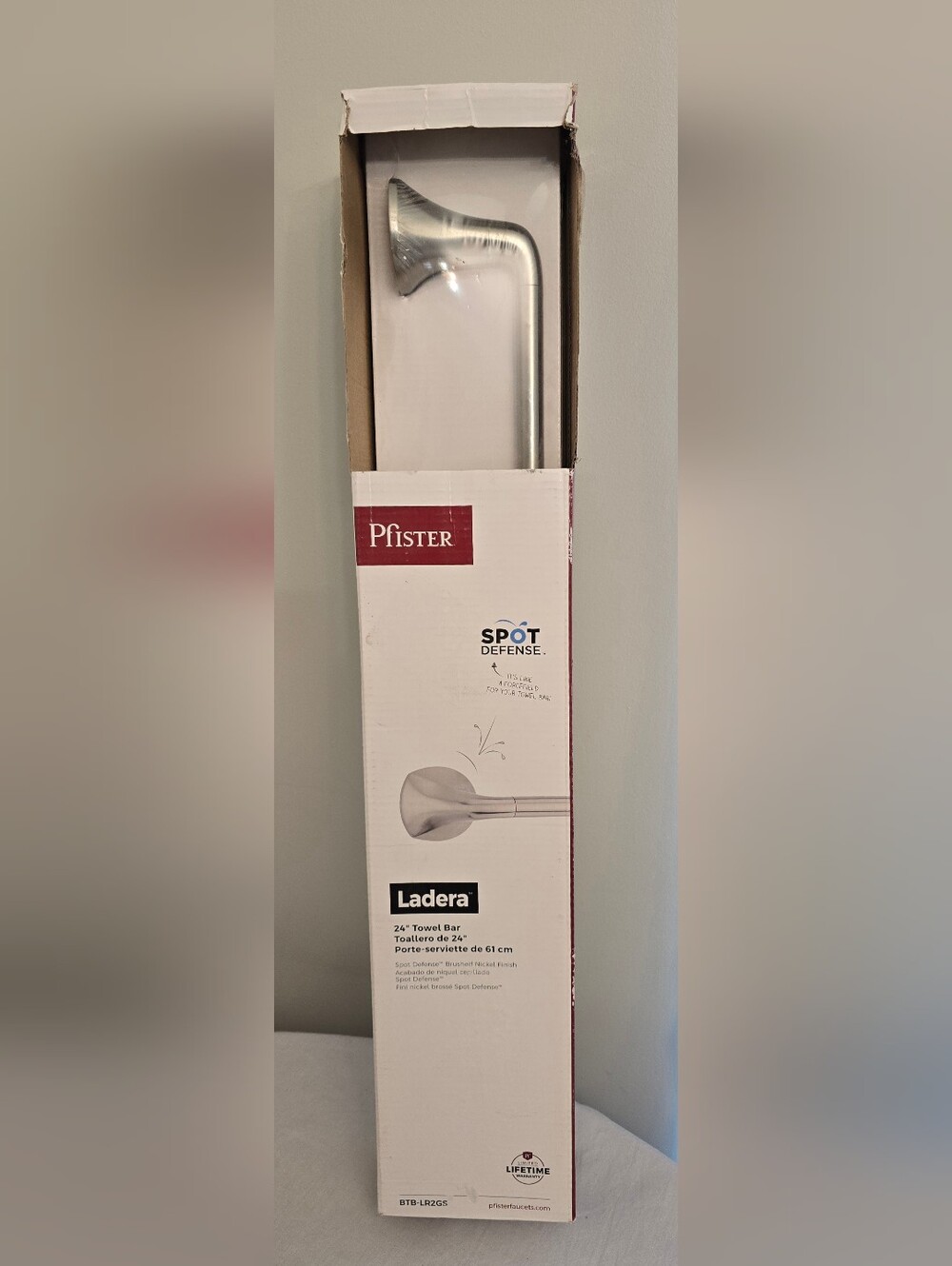 Pfister Ladera 24 in. Towel Bar in Spot Defense Brushed Nickel BTB-LR2GS